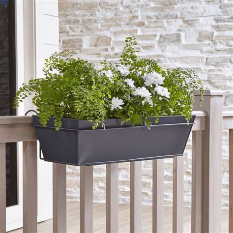 metal rail planter box|hanging planter boxes for railing.